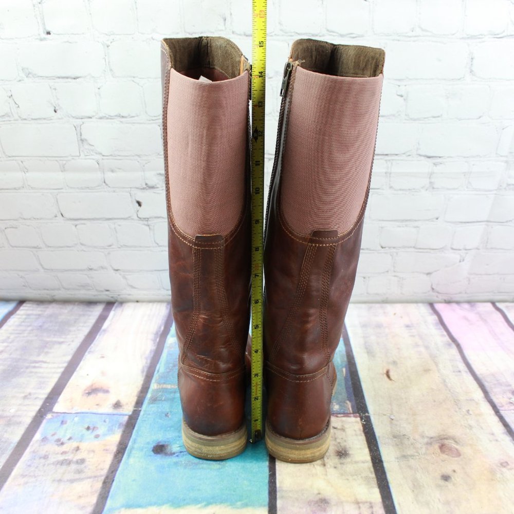 TIMBERLANDKnee High Side Zip Saddle Boots Size 6.5 - Picture 8 of 10
